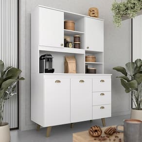 Kit Cozinha Compacta Estilo Retrô Melina 4 Portas 3 Gav Branco - M.a