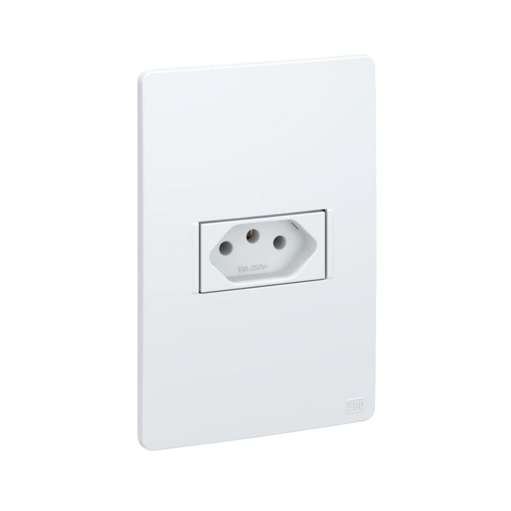Conjunto 1 Tomada 10A 2P+T Com Placa Branco Esatta Weg