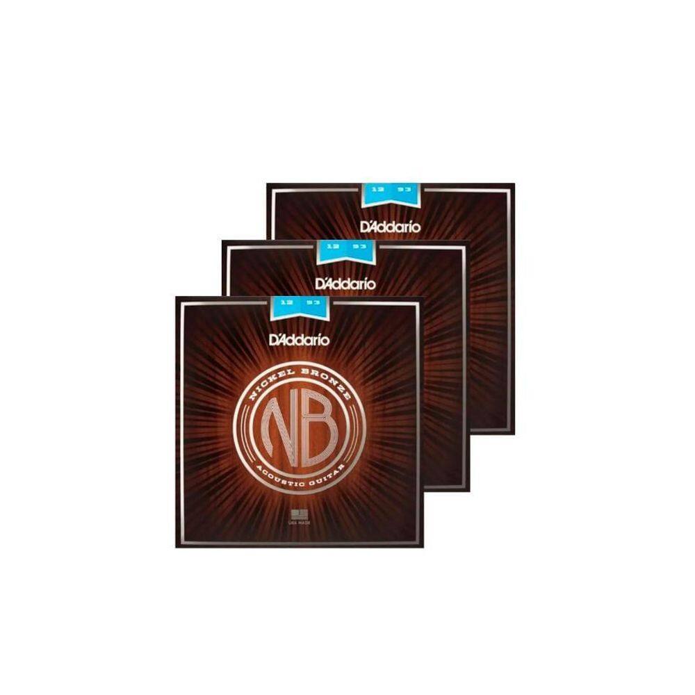 Kit 3 Und. Enc. Violão D`Addario Nb1253 .012 Nickel Bronze