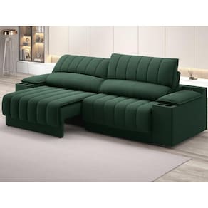 Sofá com Porta Copos Carregador USB Ret Rec Murano 2,50m Velosuede - NETSOFAS