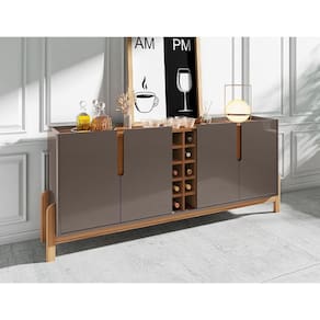 Balcão Buffet Lizz Com 4 Portas E Adega 1,90 Cinza Pérola/cedro