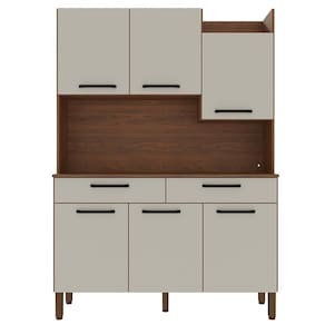 Kit Cozinha 6p 2g 132 Cm Modena Nogueira Off White