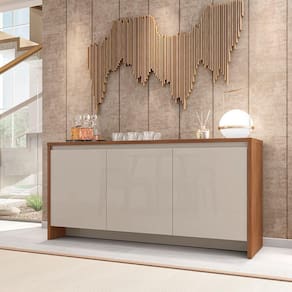 Balcão Buffet Madrid Versátile Com 3 Portas E 1 Gaveta 1,60 Cedro/off-white