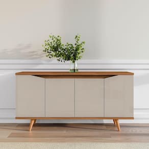 Balcão Buffet Grace Versátile Com 4 Portas 1,60 Off-white/cedro