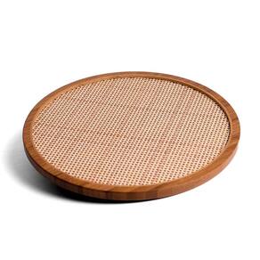 Tábua Giratória de Bambu Textura Palha Xadrez 33cm - Oikos