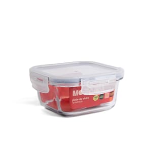 Pote de Vidro 380ml Hermético Marmita com Tampa de Plástico Quadrado - Oikos
