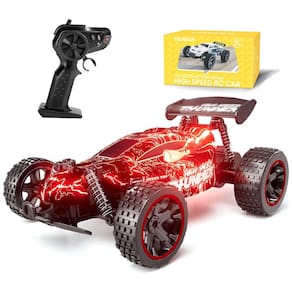 Carrinho de Controle Remoto 2.4 Ghz de Alta Velocidade Escala 1:18 com 2 Baterias Recarregáveis, Tecnock, Vermelho
