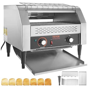 Torradeira Comercial de Esteira VEVOR 1770W, 450 Fatias por Hora, Forno Elétrico Robusto, Correia de Aço Inoxidável 304 para Alimentos,