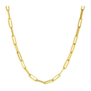 Cordão Corrente Masculina 70Cm Elo Quadrado Aço Banhado Ouro