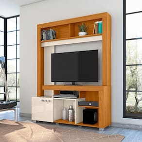 Estante Home Theater Flávia Cinamomo/Off White - Madetec Móveis