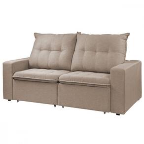 Sofá Para Sala Reclinável Estofado Berlim 200cm Veludo Creme