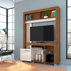 Estante Home Theater Flávia Naturalle/Off White - Madetec Móveis