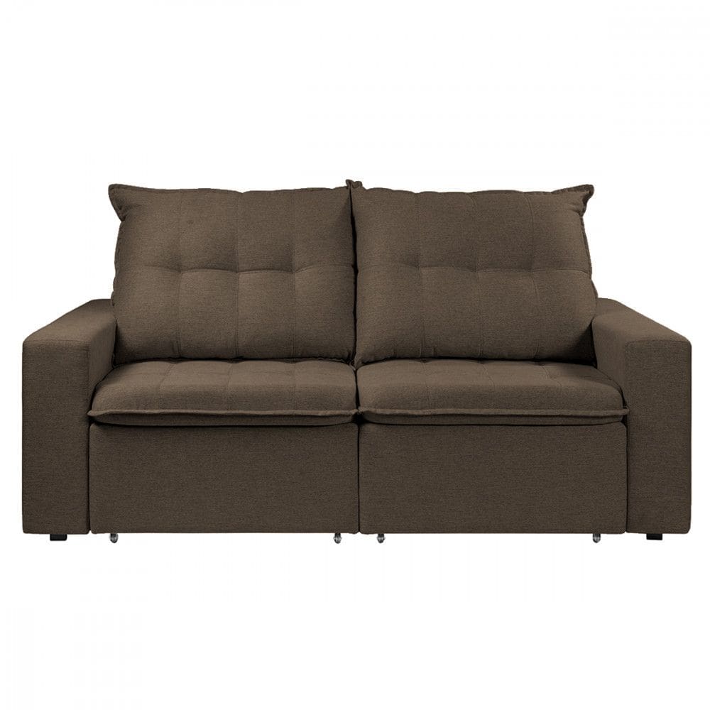 Sofá Para Sala Reclinável Estofado Berlim 200cm Veludo Tabaco