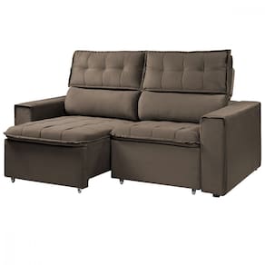 Sofá Para Sala Reclinável Estofado Cancún 200cm Suede Rato