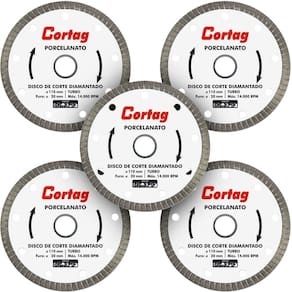 5 Discos Cortag Diamantado Turbo Para Porcelanato 110x20mm