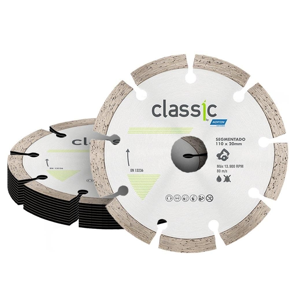 10 Discos de Corte Norton Diamantado Classic Segmentado 110x20mm