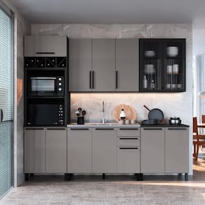 Cozinha Modulada Completa 5 Peças Indekes Isa, Chumbo e Titânio