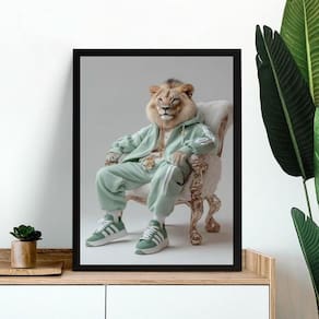 Quadro Decorativo Leão Fashion Rico 45X34Cm