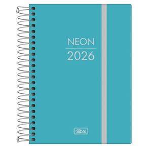 Agenda Diária 2026 Espiral M4 176Fls Neon Azul Tilibra