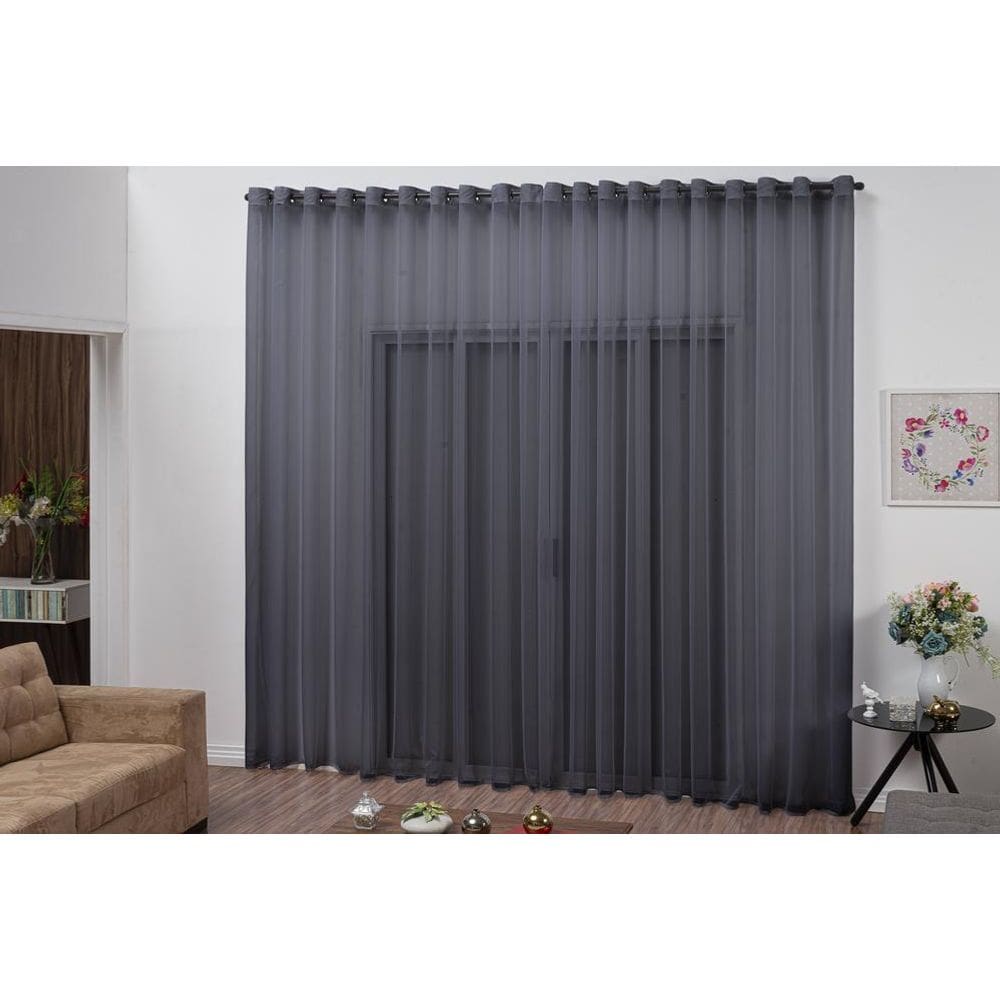 Cortina De Decoração Preto Com Ilhós 4,0 X 2,80M Sala