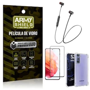Fone Bluetooth Hs615 Samsung S21+Capa Anti Shock+Película 3D
