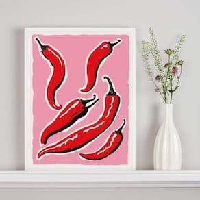 Quadro Decorativo Para Cozinha Pimentas 24X18Cm - Com Vidro
