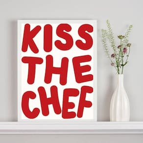 Quadro Decorativo Cozinha Kiss The Chef 45X34Cm - Com Vidro