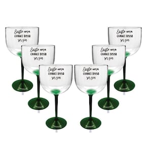 Kit 6 Taças Gin Bicolor Verde Acrílico Personalizada 550ml