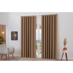 Cortina Blackout Avelã Franzida 8M X 2,80M Decoração Luxo