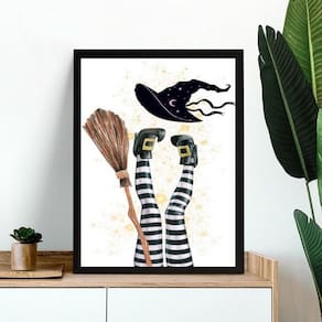 Quadro Decorativo Bruxa Cansada 45X34Cm - Com Vidro