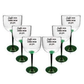 Kit 6 Taças Gin Bicolor Verde Acrílico Personalizada 550ml