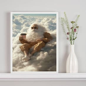 Quadro Jesus De Boa Tomando Café 24X18Cm - Com Vidro