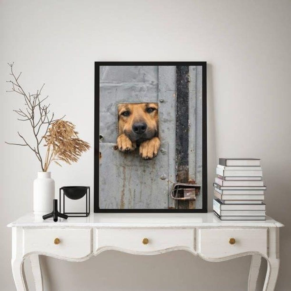 Quadro Decorativo Cãozinho Caramelo 33X24Cm - Com Vidro