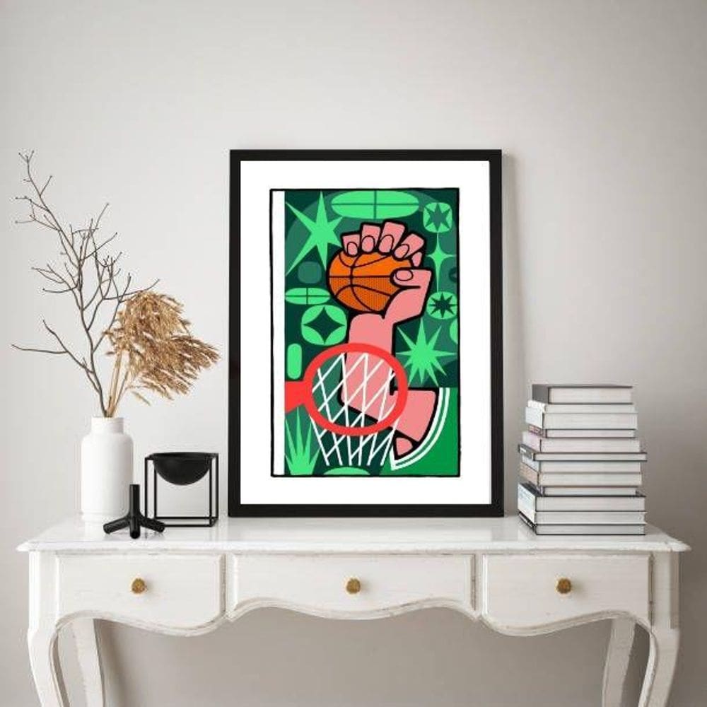 Quadro Decorativo Esporte Basquete Pop Art 33X24Cm - Vidro