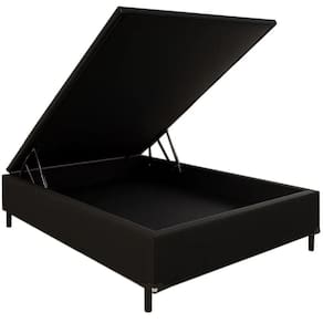 Base Box Baú Carioca Casal em Corino 30x138x188 Bio Flex Cor Preto