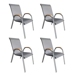 Kit com 4 Cadeiras de Alumínio para Jardim Pipa Cinza