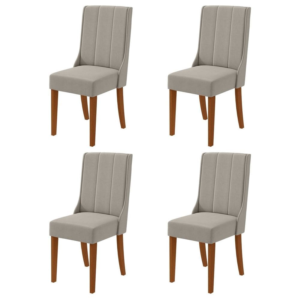 Conjunto 4 Cadeiras para Sala de Jantar Celina Frassino/Liso Capuccino