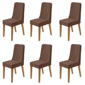 Conjunto para Sala de Jantar 6 Cadeiras Estofadas Luar Amendoa /Morano Avelâ