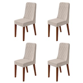 Conjunto para Sala de Jantar 4 Cadeiras Estofadas Luar Frassino/Bege