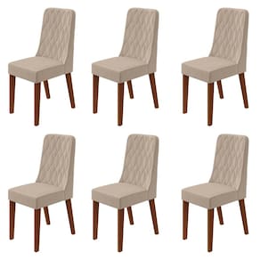 Conjunto para Sala de Jantar 6 Cadeiras Estofadas Luar Frassino/Naturale Creme