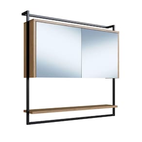 Armário Espelheira para Banheiro 80cm Estilo Industrial P1043 Mel
