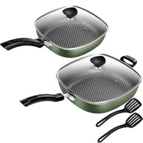 Conjunto 2 Frigideiras Antiaderente Quadradas Gourmet Verde Patolux