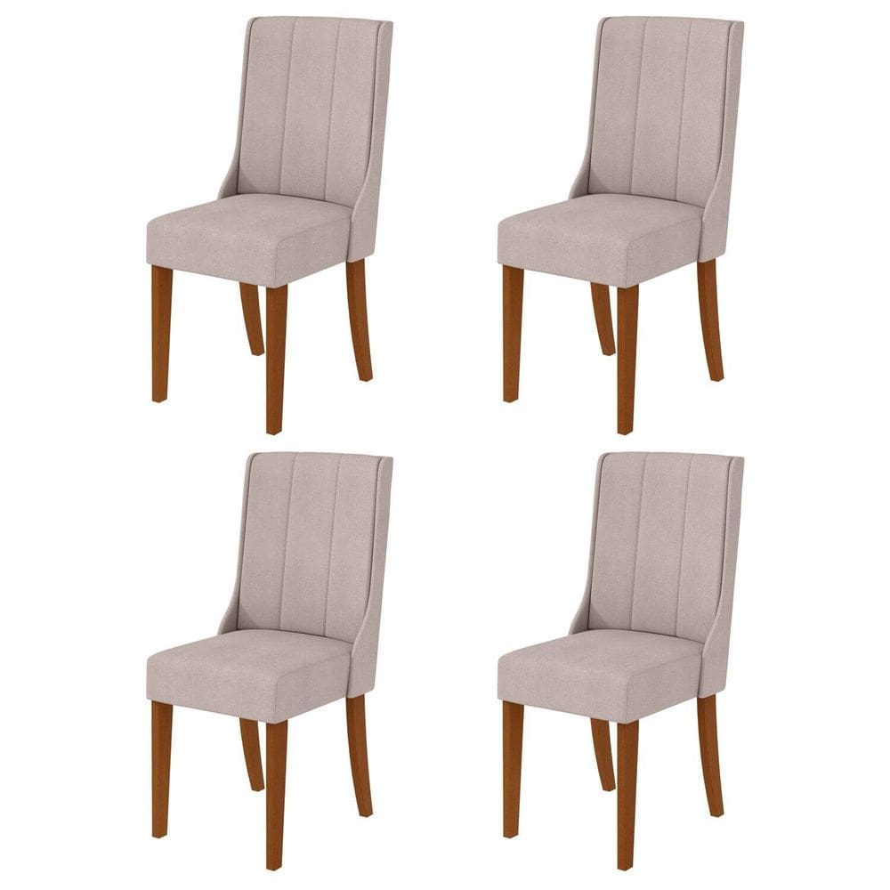 Conjunto 4 Cadeiras para Sala de Jantar Celina Frassino/Bege