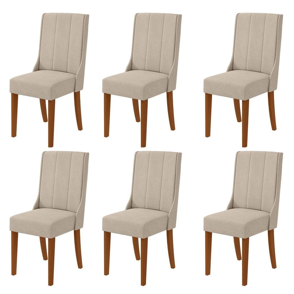 Conjunto 6 Cadeiras para Sala de Jantar Celina Frassino/Naturale Creme