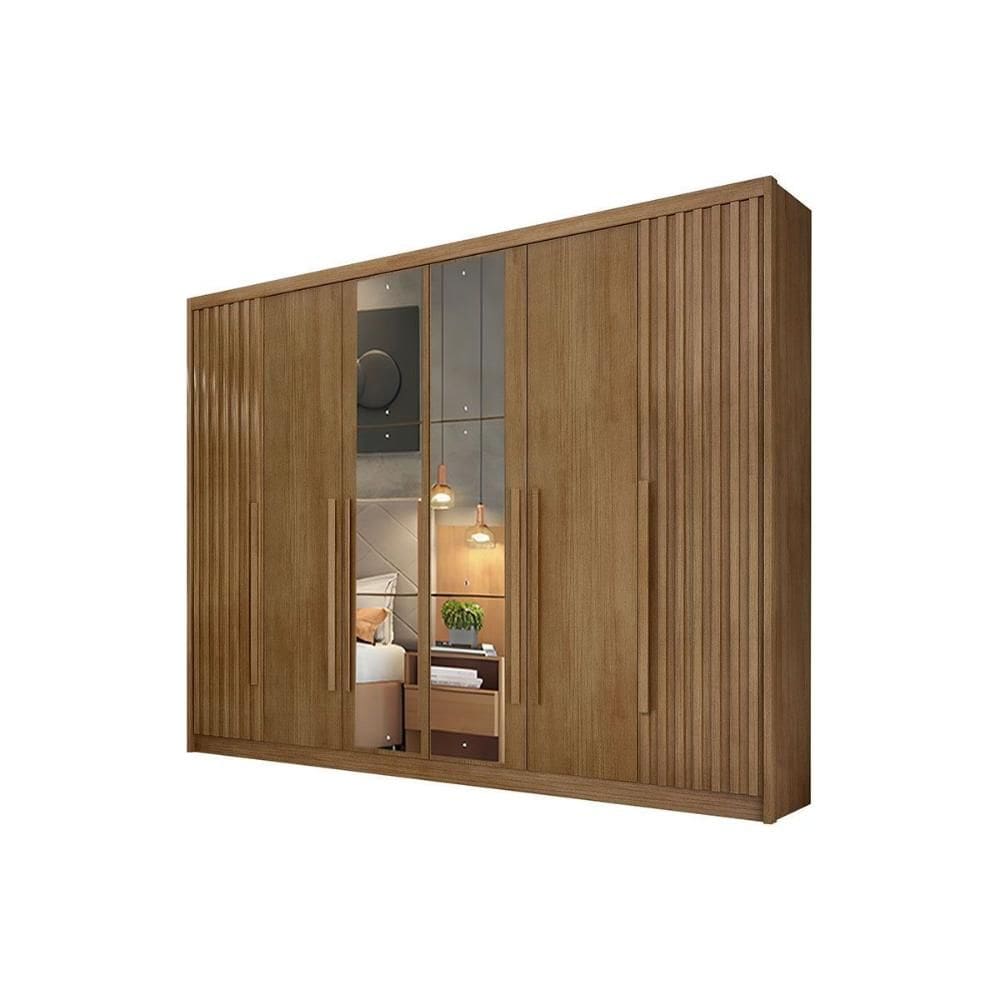 Guarda Roupa Casal 6 Portas (2 c/ espelho e 2 Ripadas) e 8 Gavetas Bragança/Coimbra Cumaru 23 - Novo Horizonte
