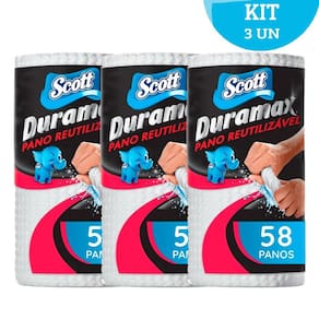 Pano Em Rolo Reutilizável Scott Duramax C/58 Kit 3 Unidades
