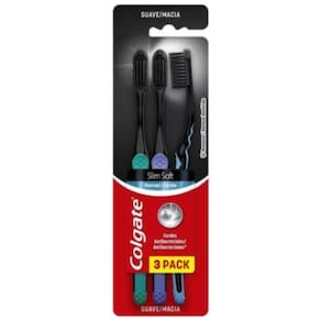 Escova Dental Colgate Slim Soft Black Kit Com 3 Unidades