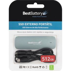 Ssd Bestbattery Externo Nvme 512Gb 1700Mb/S Gravação Usb
