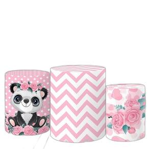 Trio De Capas Cilindros 3D Sublimado Panda Rosa Fcc-346