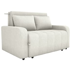 Sofa Cama 2 Lugares 138 cm Amora Tecido Boucle F492 Natural Milani Store